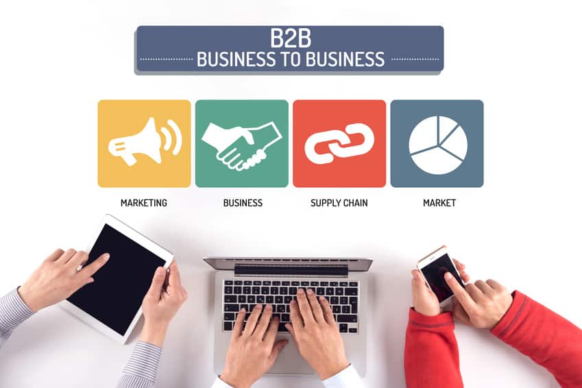 BUSINESS TEAM WORKING ON B2B CONCEPT