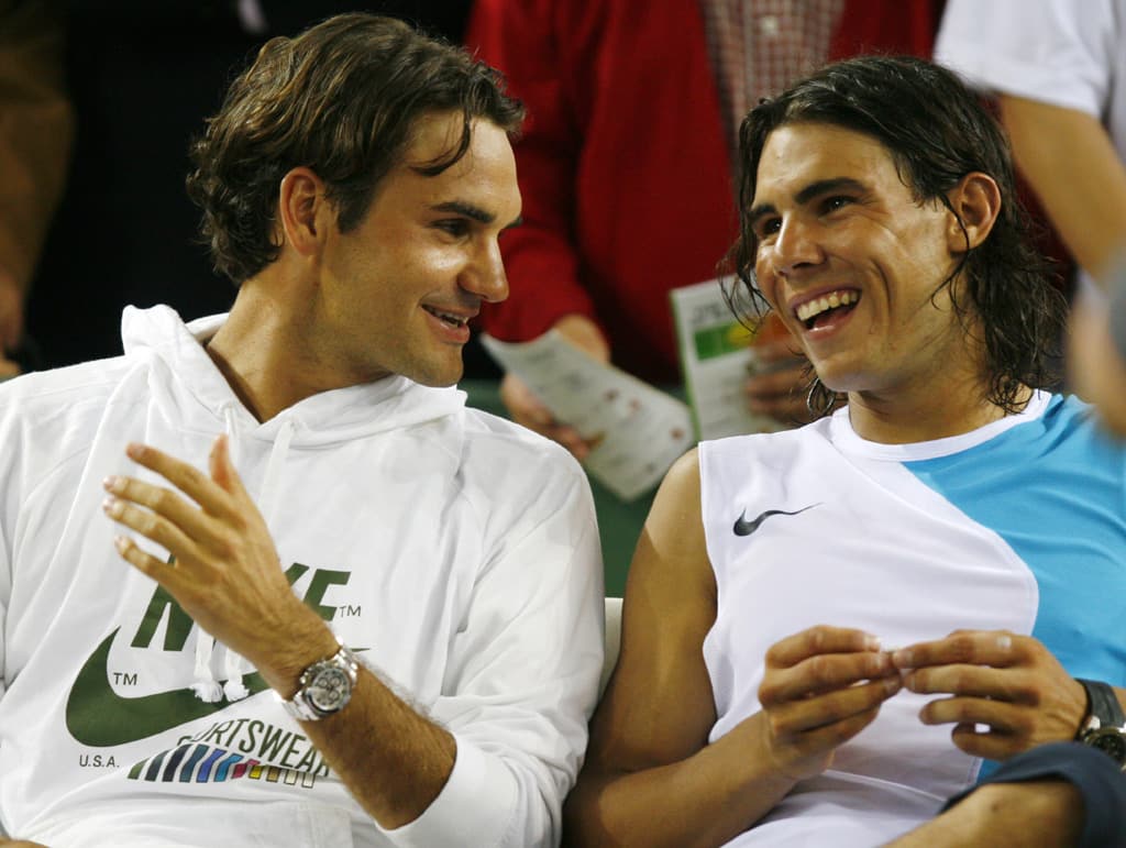 Nadal y Federer sufren un ataque de risa