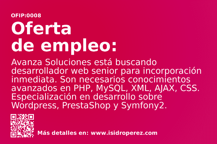 Oferta Empleo Alicante: Se busca desarrollador web senior para incorporación inmediata