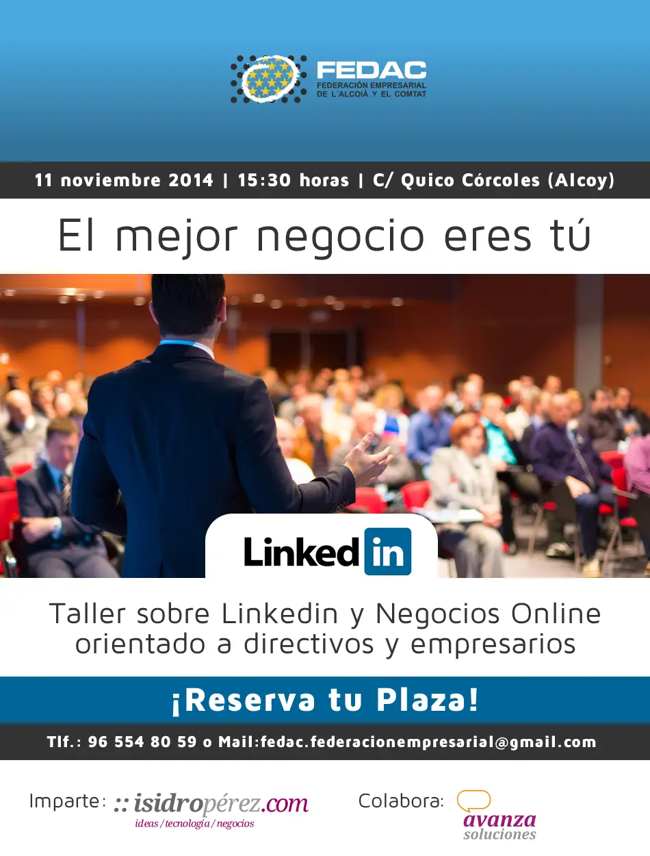 Taller de formación sobre Linkedin en Alcoy, Fedac, Federación Empresarial de L’Alcoià y El Comtat (Alicante)